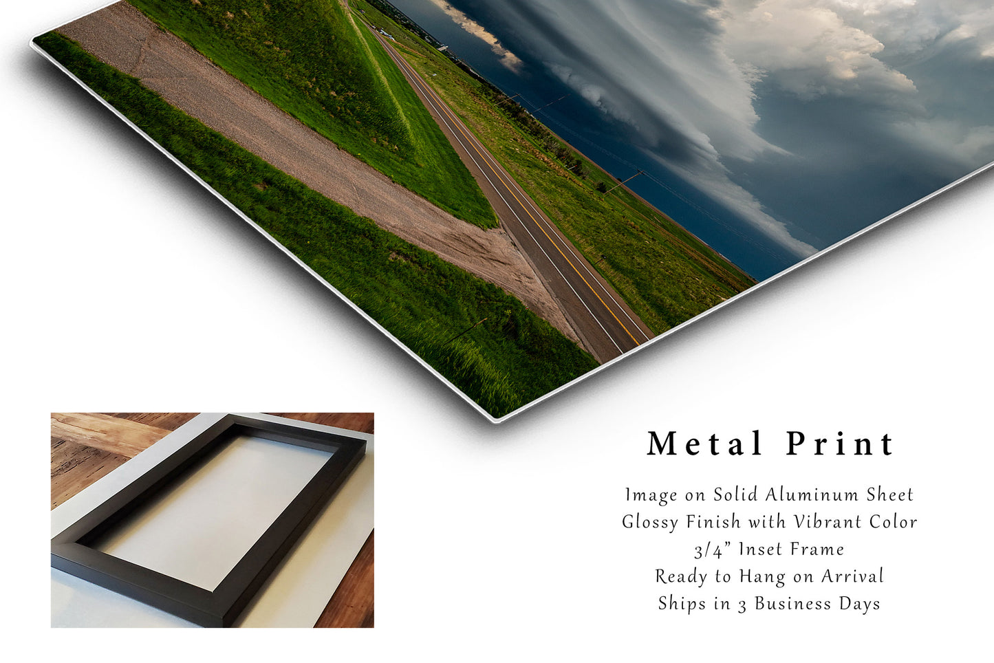 Metal Print | Supercell Thunderstorm Over Highway Picture | Kansas Wall Art | Storm Photography | Nature Decor