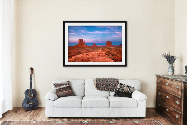 Framed and Matted Print - Picture of Monument Valley at Sunset on Spring Evening in Arizona Utah Western Landscape Wall Art Desert Decor