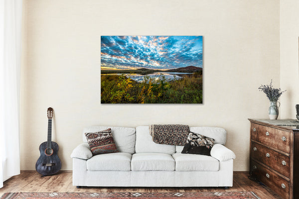 Canvas Wall Art - Gallery Wrap of Scenic Sky Over Wichita Mountains on Autumn Evening in Oklahoma - Landscape Photography Artwork Decor