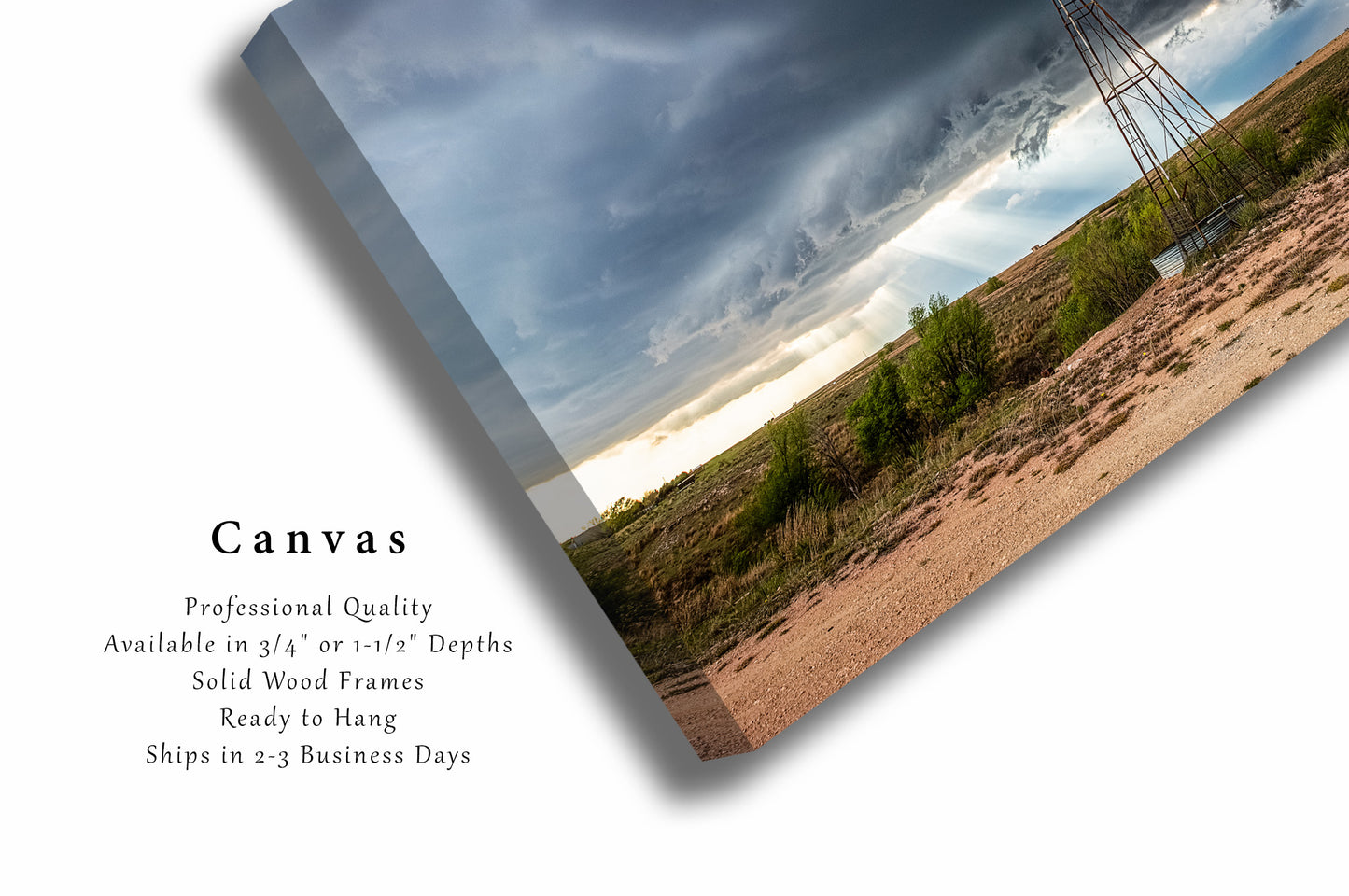 Canvas Wall Art | Windmill and Storm Picture | Country Gallery Wrap | Texas Photography | Farmhouse Decor
