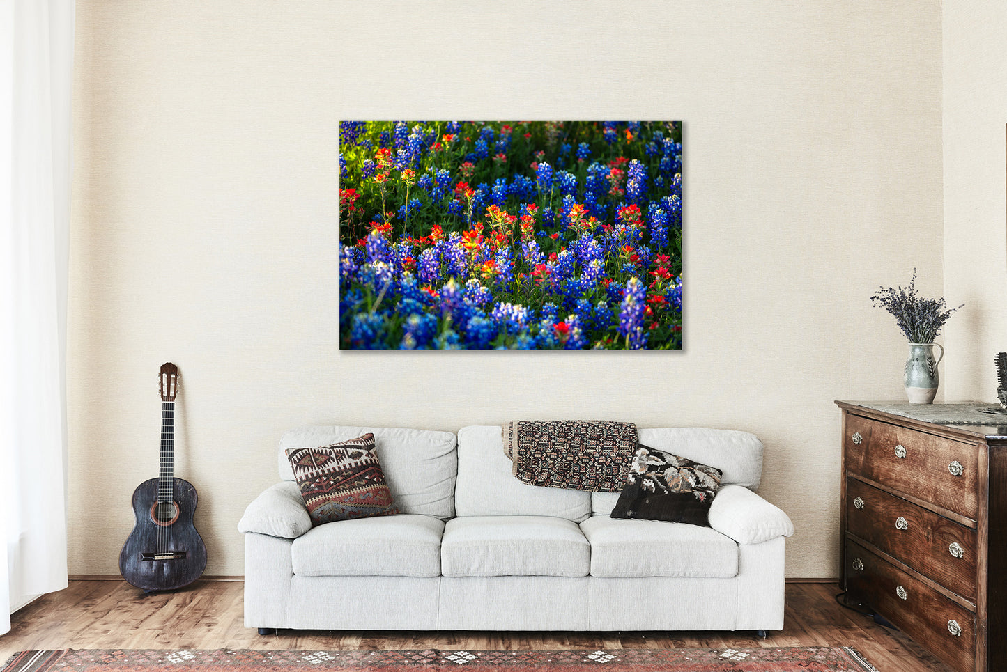Wildflower Canvas | Bluebonnets and Indian Paintbrush Gallery Wrap | Texas Photography | Flower Wall Art | Floral Decor | Ready to Hang