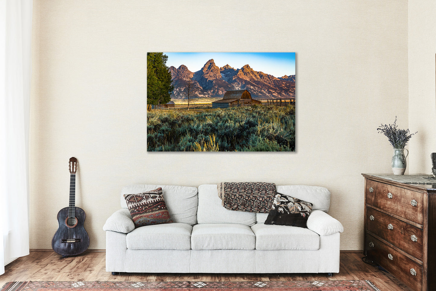 Canvas Wall Art | Grand Teton Picture | Moulton Barn Gallery Wrap | Wyoming Photography | Rocky Mountain Decor