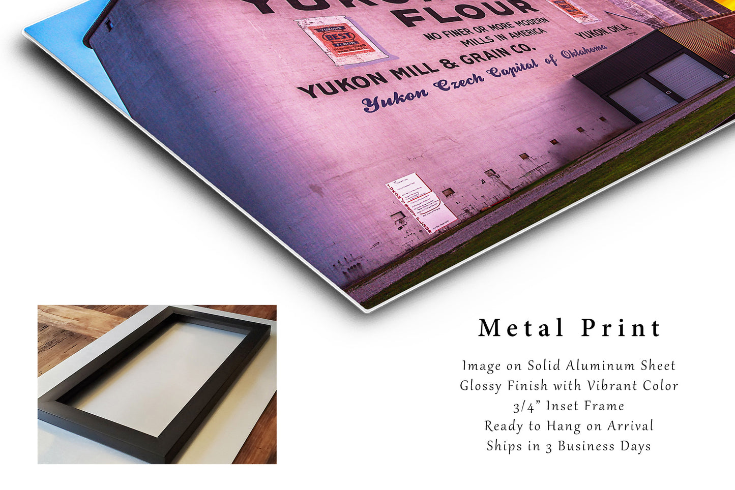 Metal Print | Yukon's Best Photo | Oklahoma Artwork | Grain Elevator Art |  Sunset Photography | Route 66 Decor