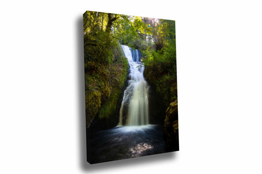 Pacific Northwest vertical canvas wall art of Bridal Veil Falls on a summer day in the Columbia River Gorge in Oregon by Sean Ramsey of Southern Plains Photography.