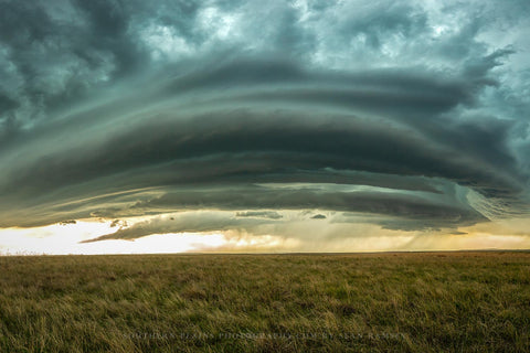 Storm photography print of a layered supercell thunderstorm over open prairie on a spring day in Nebraska by Sean Ramsey of Southern Plains Photography.