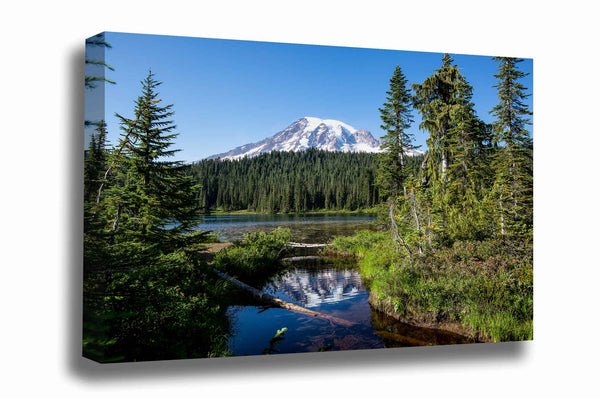 Pacific Northwest canvas wall art of Mount Rainier overlooking Reflection Lake on a summer day in the Cascade Mountains of Washington state by Sean Ramsey of Southern Plains Photography.