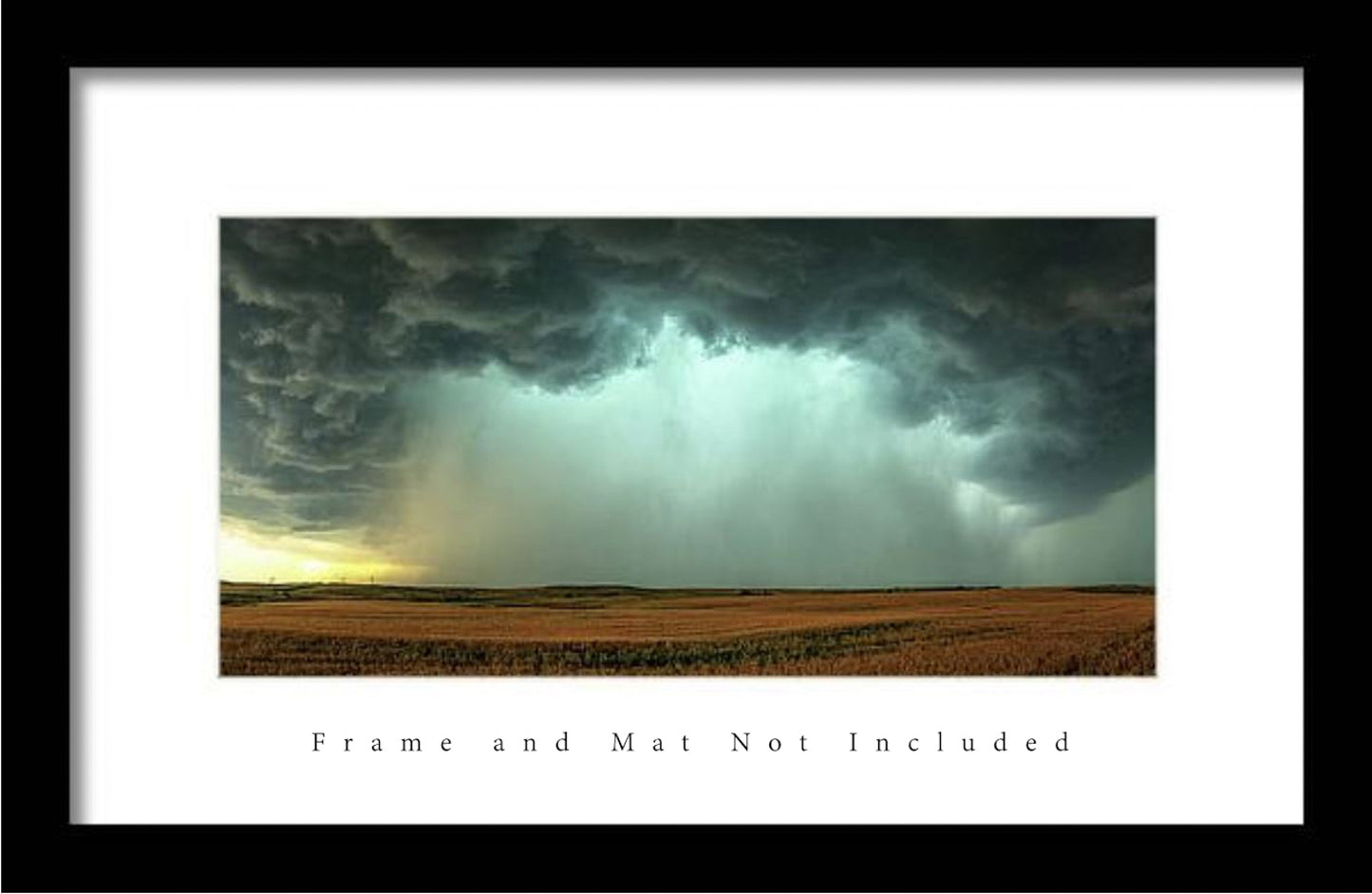 Storm Wall Art - Panoramic Picture of Thunderstorm Spanning Horizon in Oklahoma - Weather Photography Photo Artwork Decor