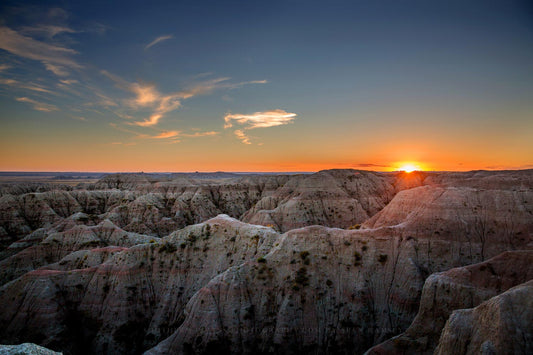Landscape photography print of a relaxing sunset over the Badlands of South Dakota by Sean Ramsey of Southern Plains Photography.