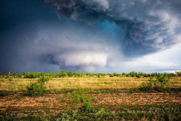 Storm photography print of a bowl shaped tornado appearing within a thunderstorm on a spring day on the plains of West Texas by Sean Ramsey of Southern Plains Photography.